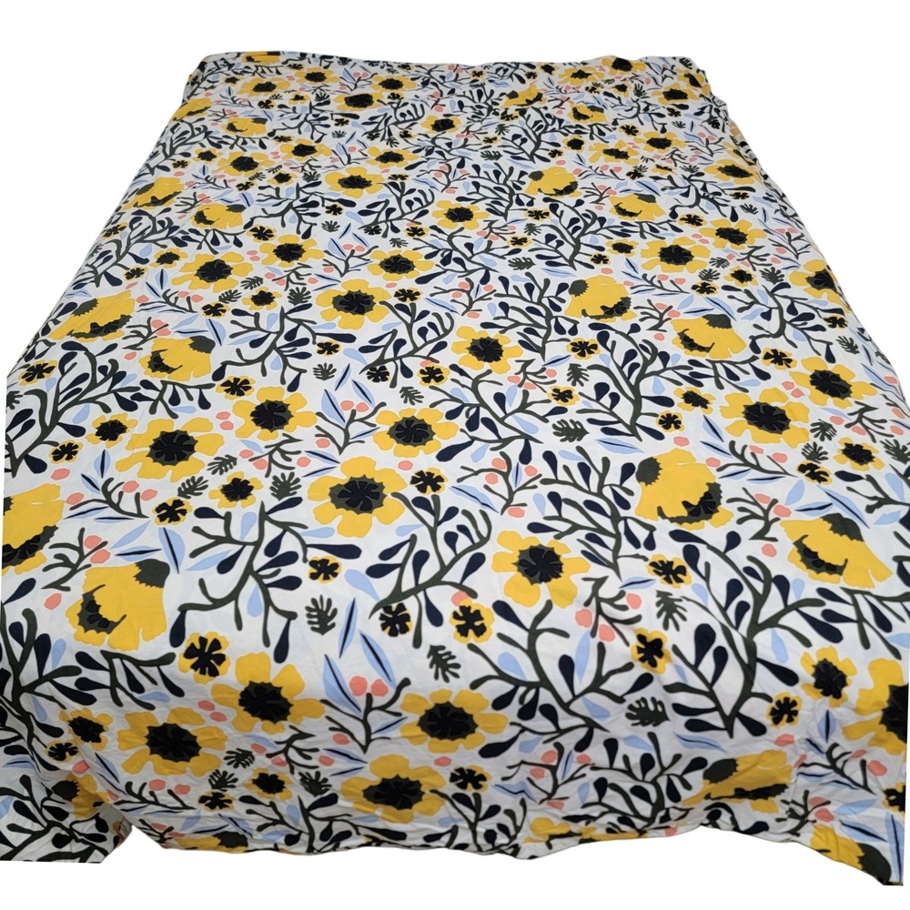 Marimekko Mykero Full Queen Duvet Cover Yellow Floral Cotton Modern 92x96